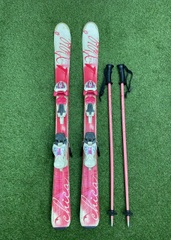 Комплект лыжи горные VOLKI (длина 110 см) палки (длина 80 см), 110, Б/у
