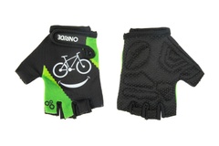 фото Детские перчатки с короткими пальцами ONRIDE Gem Smile bike, цвет-черный/зеленый