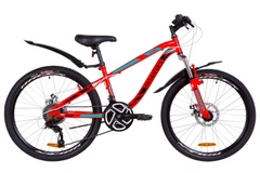 фото Велосипед 24" Discovery FLINT AM 14G DD St с крылом Pl 2019 (красно-бирюзовый с черным)