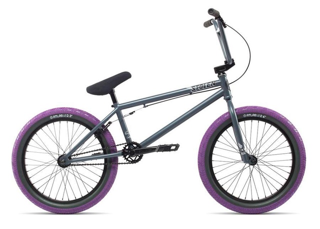 фото Велосипед 20" Stolen HEIST 2 размет - 21" primer grey w/purple tires (серый) 2018