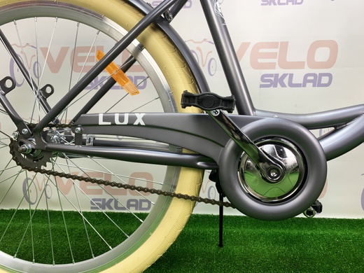 фото Велосипед 26" Dorozhnik LUX 14G St с багажником зад St, с крылом St, с корзиной Pl 2020 (серый)