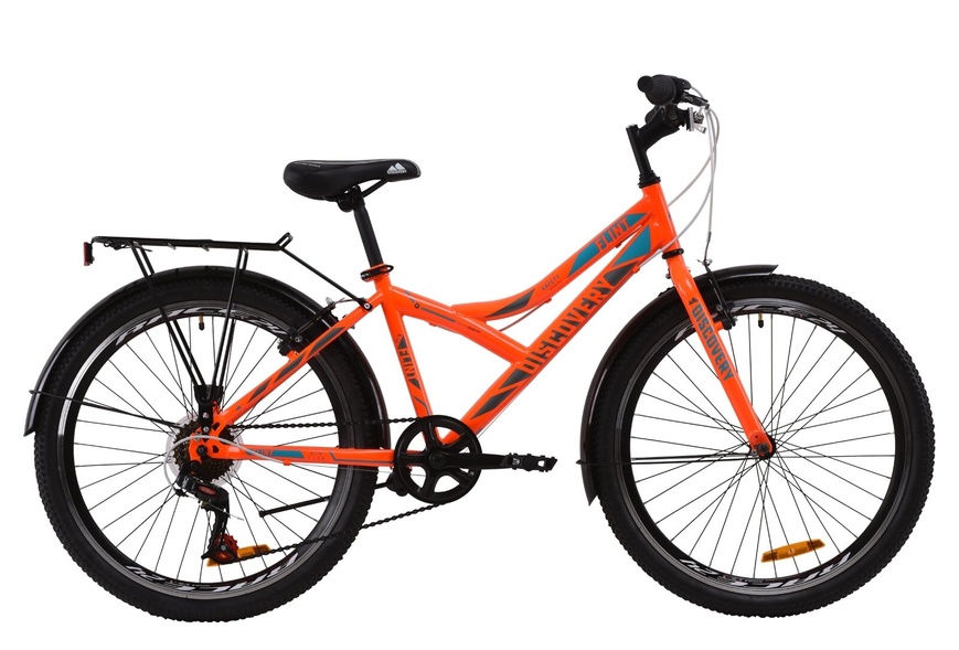 фото Велосипед ST 24" Discovery FLINT Vbr с багажником зад St, с крылом St 2020 (оранжево-бирюзовый с серым)