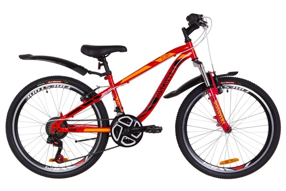 фото Велосипед 24" Discovery FLINT AM 14G Vbr St с крылом Pl 2019 (красно-оранжевый)