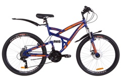 фото Велосипед 26" Discovery CANYON AM2 14G DD St с крылом Pl 2019 (черно-синий с оранжевым (м))