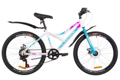 фото Велосипед 24" Discovery FLINT 14G DD St с крылом Pl 2019 (бело-голубой с розовым)