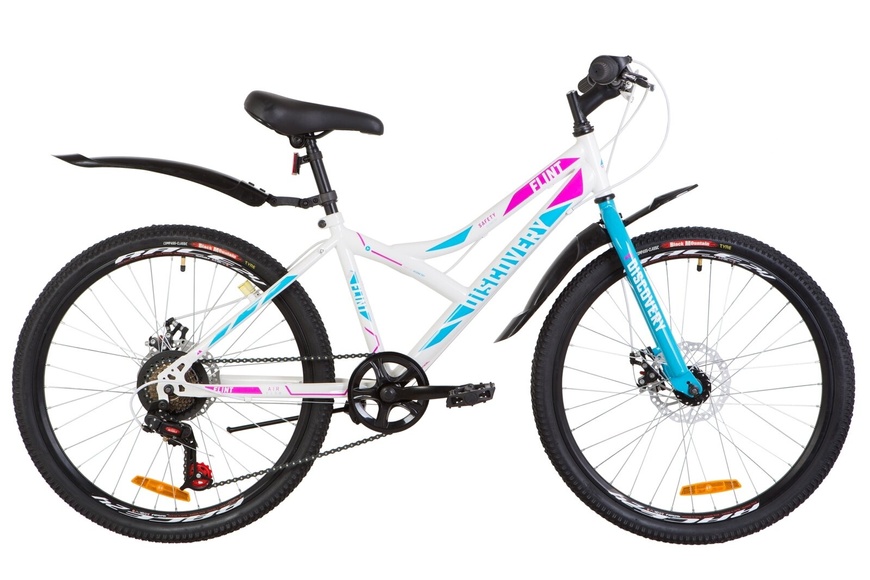 фото Велосипед 24" Discovery FLINT 14G DD St с крылом Pl 2019 (бело-голубой с розовым)
