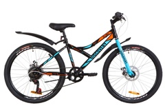 фото Велосипед 24" Discovery FLINT 14G DD St с крылом Pl 2019 (черно-синий с оранжевым)