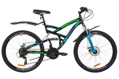 фото Велосипед 26" Discovery CANYON AM2 14G DD St с крылом Pl 2019 (черно-синий с зеленым)