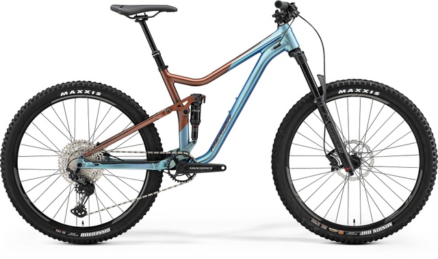 Велосипед двухподвес 29" Merida ONE-FORTY 600 (2021) silk bronze/blue, S - 160 - 173 см, 160 - 170 см, 170 - 180 см