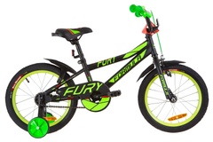 фото Велосипед 16" Formula FURY 14G St с крылом Pl 2019 (черно-зеленый с красным (м))