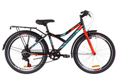 фото Велосипед 24" Discovery FLINT MC 14G Vbr St с багажником зад St, с крылом St 2019 (черно-синий с оранжевым)