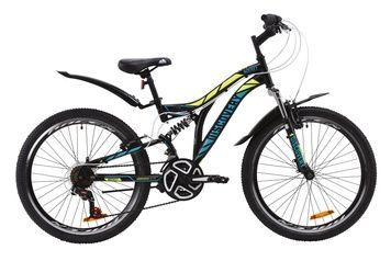 фото Велосипед ST 24" Discovery ROCKET AM2 Vbr с крылом Pl 2020 (черно-желтый с бирюзовым (м))