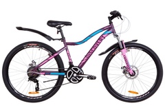 фото Велосипед 26" Discovery KELLY AM 14G DD St с крылом Pl 2019 (фиолетово-розовый с голубым (м))