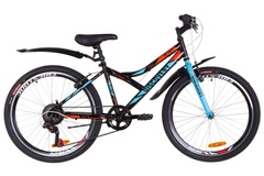 фото Велосипед 24" Discovery FLINT 14G Vbr St с крылом Pl 2019 (черно-синий с оранжевым)