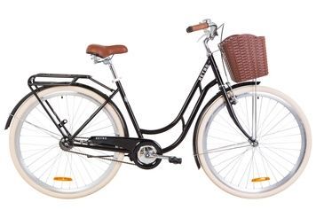 фото Велосипед 28" Dorozhnik RETRO 14G St с багажником зад St, с крылом St, с корзиной Pl 2019 (черный)