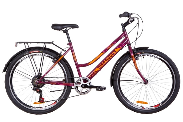 фото Велосипед 26" Discovery PRESTIGE WOMAN 14G Vbr St с багажником зад St, с крылом St 2019 (бордово-оранжевый с розовым)