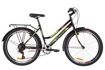 фото Велосипед 26" Discovery PRESTIGE WOMAN 14G Vbr St с багажником зад St, с крылом St 2019 (черно-салатный с малиновым)