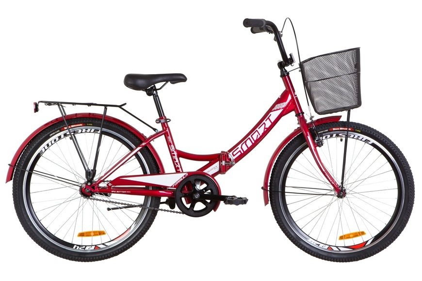 фото Велосипед 24" Formula SMART 14G тормозная St с багажником зад St, с крылом St, с корзиной St 2019 (красный)