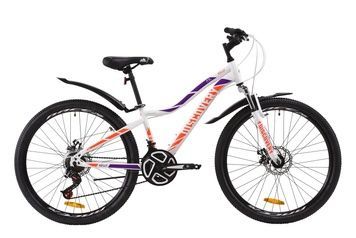 фото Велосипед ST 26" Discovery KELLY AM DD с крылом Pl 2020 (бело-фиолетовый с оранжевым)