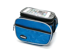фото Велосумка на раму, с отделением под смартфон синий с серой полосой BRAVVOS QL-110