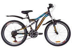 фото Велосипед 24" Discovery ROCKET AM2 14G Vbr St с крылом Pl 2019 (черно-оранжевый с синим (м))