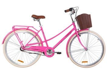 фото Велосипед 28" Dorozhnik COMFORT FEMALE 14G планет. St с багажником зад St, с крылом St, с корзиной Pl 2019 (персиковый)