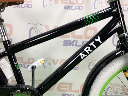 фото Велосипед 20" Dorozhnik ARTY 14G St с крылом St 2019 (черно-салатный)
