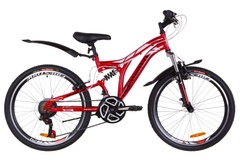 фото Велосипед 24" Discovery ROCKET AM2 14G Vbr St с крылом Pl 2019 (красно-белый с черным)