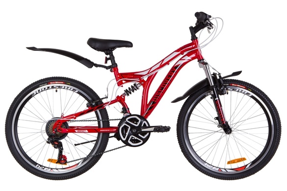 фото Велосипед 24" Discovery ROCKET AM2 14G Vbr St с крылом Pl 2019 (красно-белый с черным)