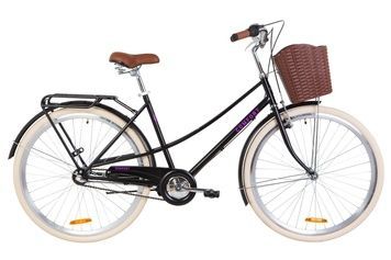 фото Велосипед 28" Dorozhnik COMFORT FEMALE 14G планет. St с багажником зад St, с крылом St, с корзиной Pl 2019 (черный (м))
