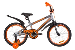 фото Велосипед 18" Formula SPORT 14G St с крылом Pl 2019 (серо-черный с оранжевым (м))