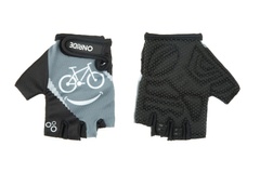 фото Детские перчатки с короткими пальцами ONRIDE Gem Smile bike, цвет-черный/серый