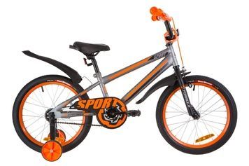 фото Велосипед 18" Formula SPORT 14G St с крылом Pl 2019 (серо-черный с оранжевым (м))
