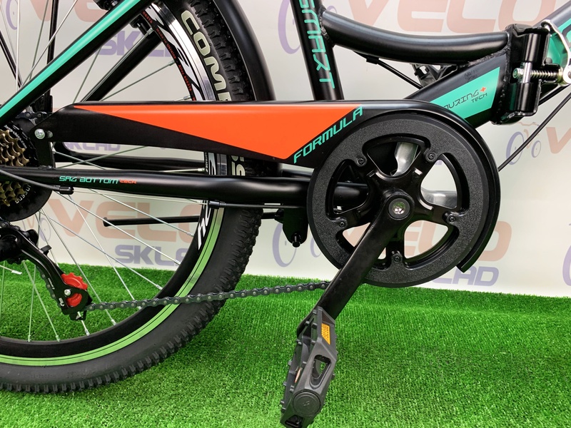 фото Велосипед 24" Formula SMART 7 с багажником зад St, с крылом St, с фонарём 2020 (серо-зелёный с черным)