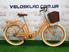 фото Велосипед 26" Dorozhnik LUX 14G St с багажником зад St, с крылом St, с корзиной Pl 2019 (оранжевый )